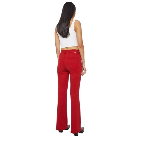 Mother High Waisted Weekender Skimp Flare Leg Stretch Vibrant Haute Red Size 27 - Picture 4 of 10